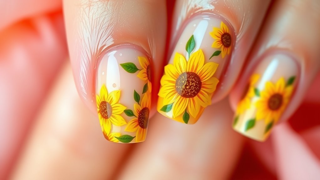 sunflower inspired nail art