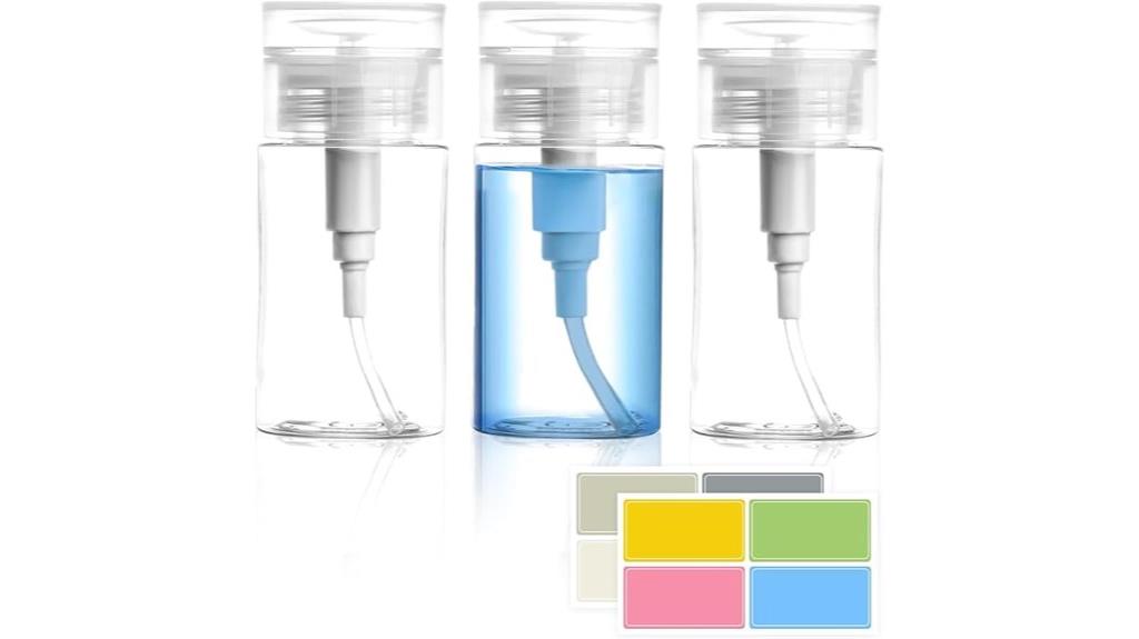 three bottles with pumps