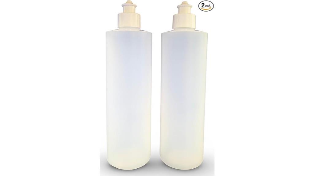 two refillable squeeze bottles