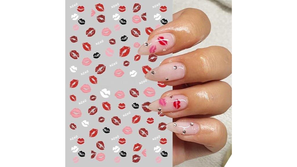 valentine s lips nail stickers