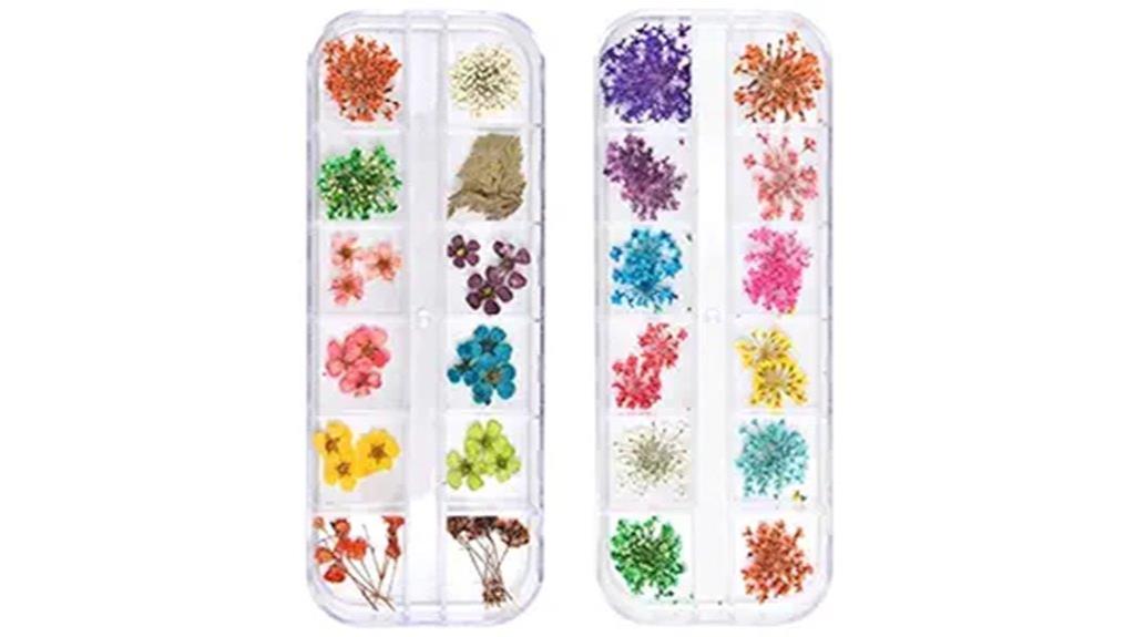 vibrant dried flower nails