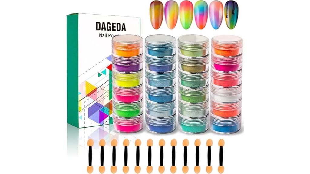 vibrant multi color nail powder