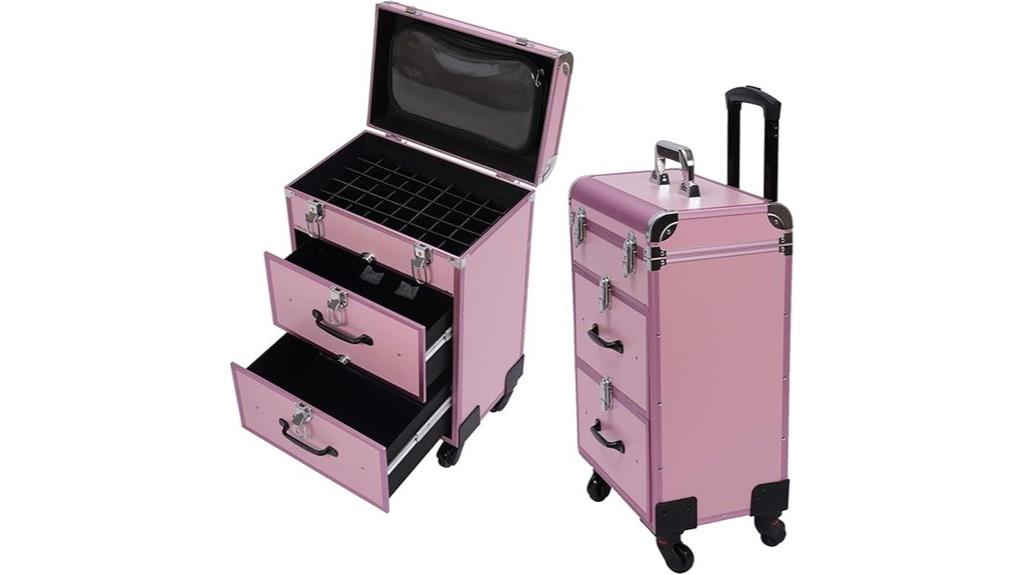 wheeled lockable makeup case