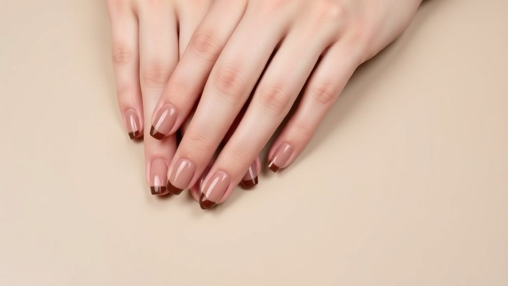 brown french nail elegance