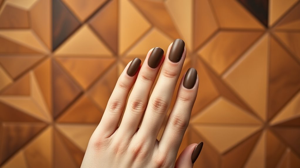 brown geometric nail designs