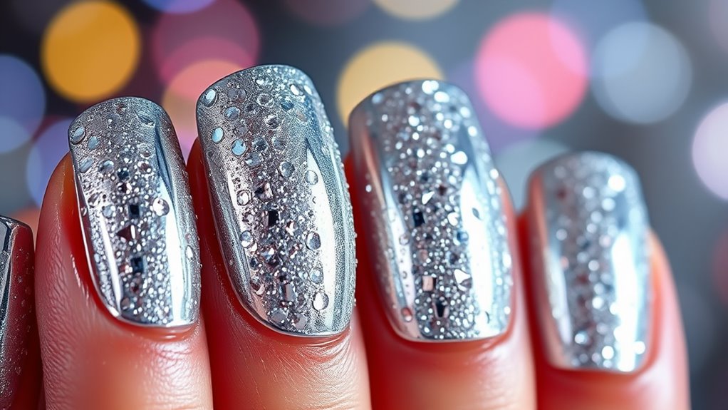 chrome crystal nail art