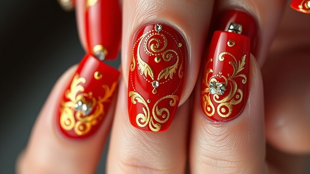 detailed vibrant nail art