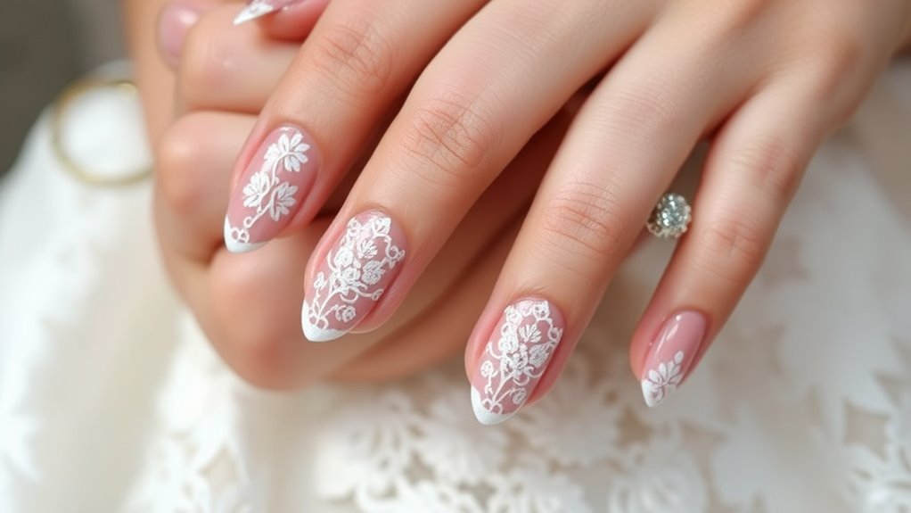 elegant lace inspired bridal nails