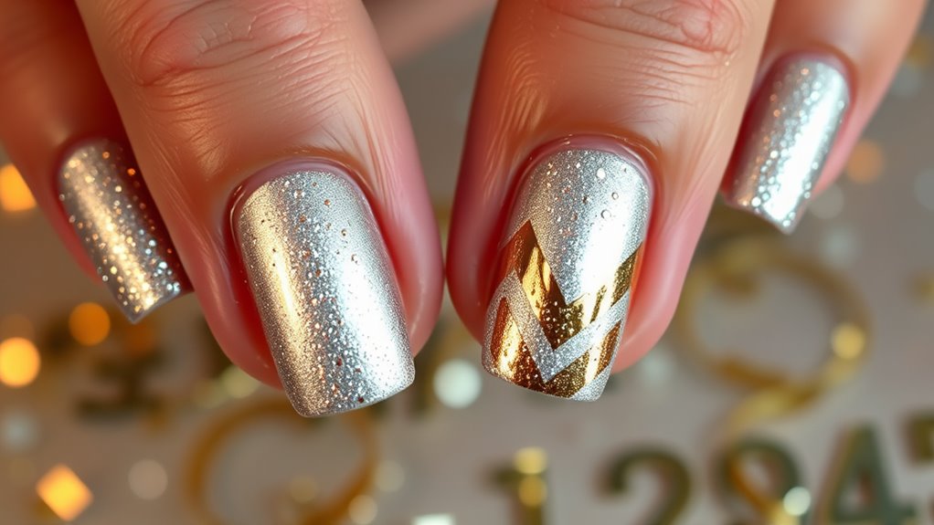 elegant metallic nail accents