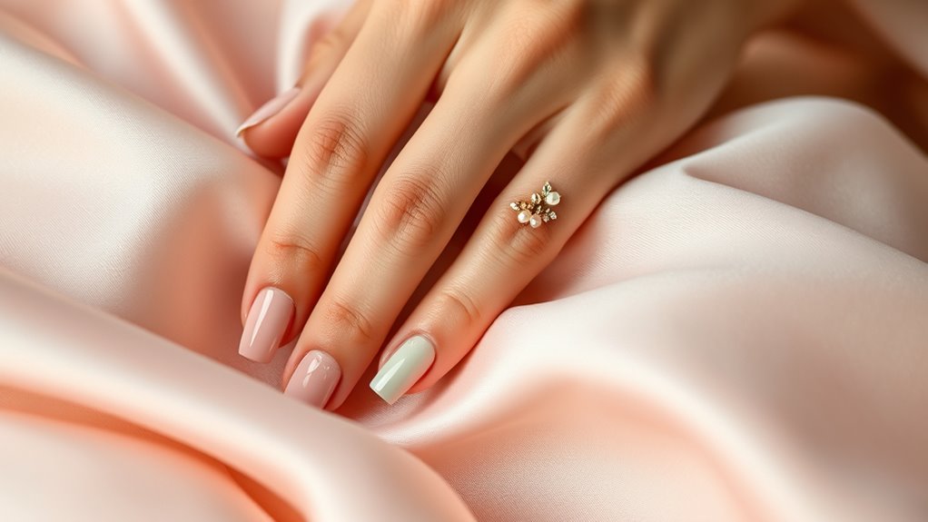 elegant pastel bridal nails