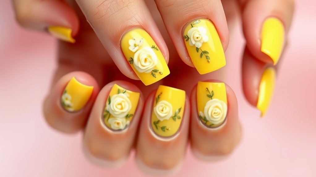 elegant yellow nail designs