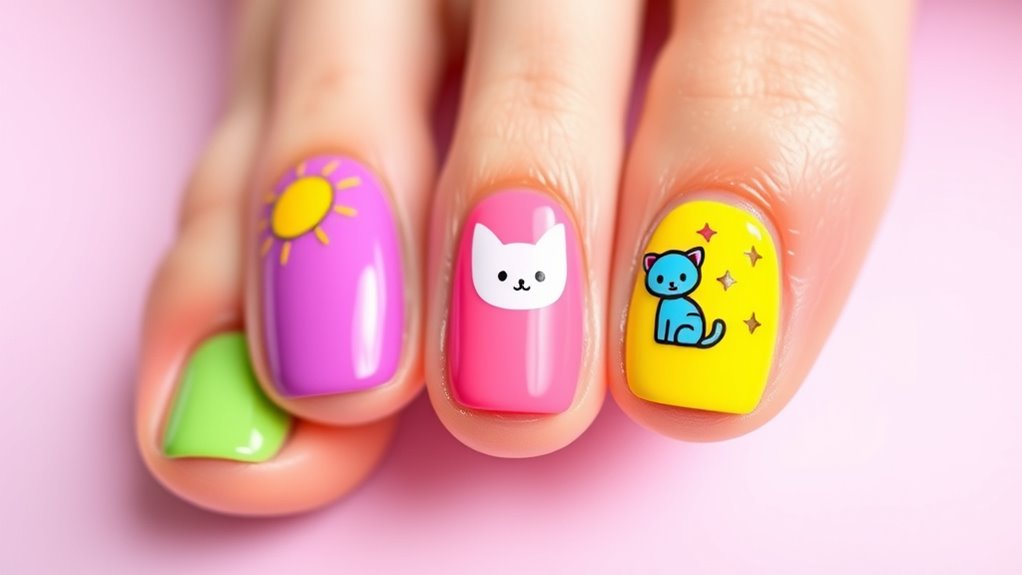 fun colorful character pedicure