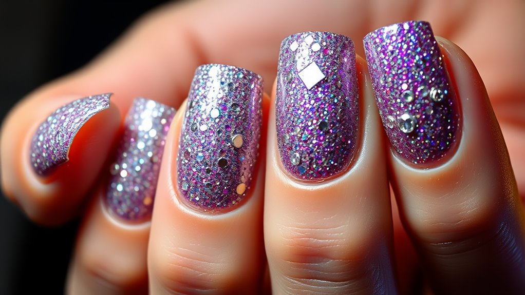 multi dimensional glitter nail art
