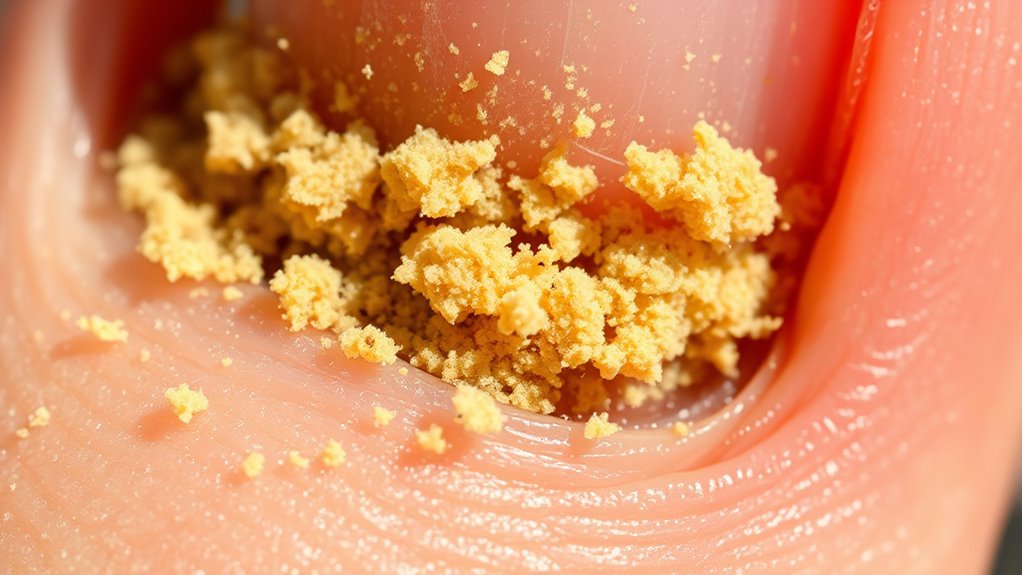 nail debris indicates infection