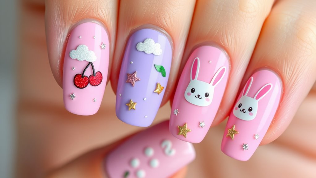 playful cartoon nail designs