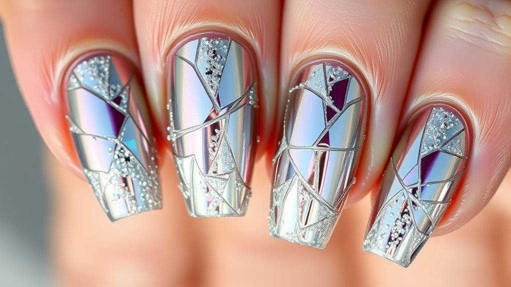 shattered glass inspired nail art