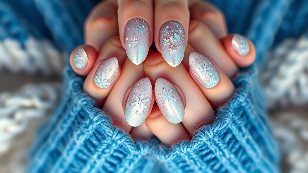 sparkling metallic winter nails