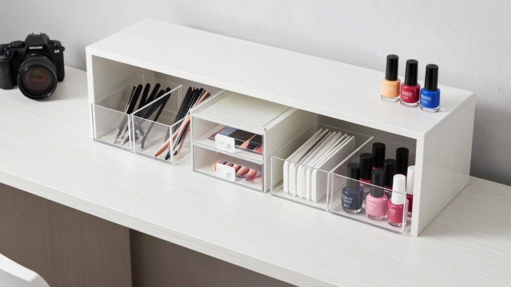 compact nail station organization