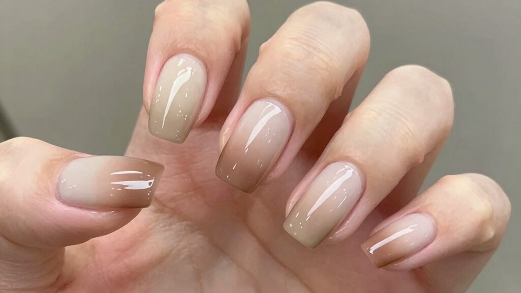 elegant neutral gradient nails