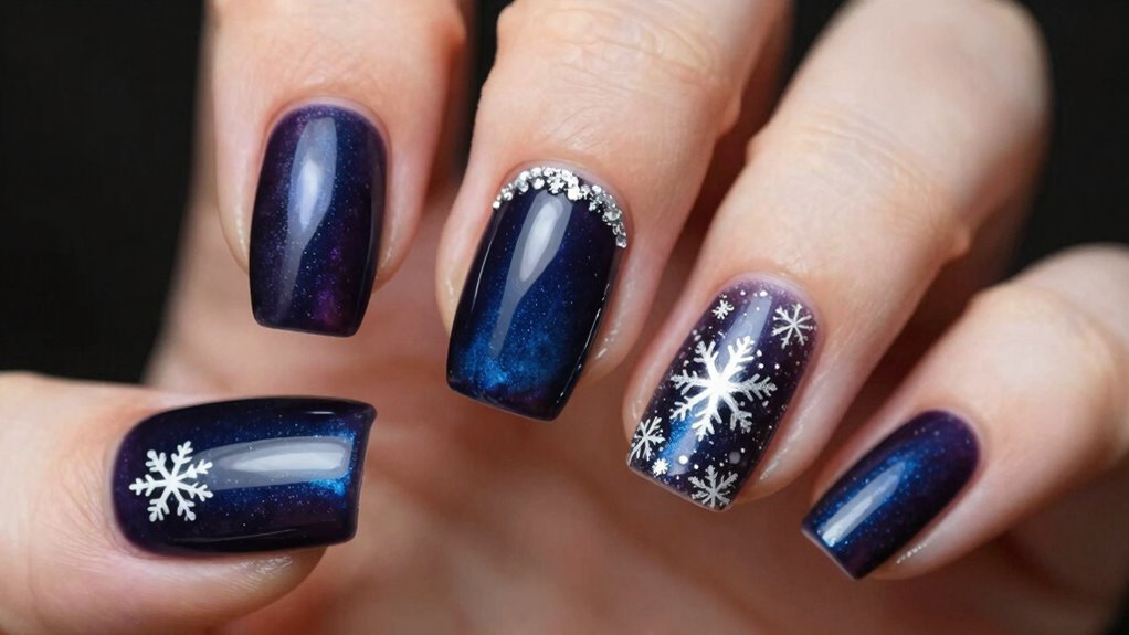 festive metallic winter nails