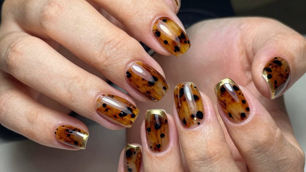 modern tortoiseshell nail art