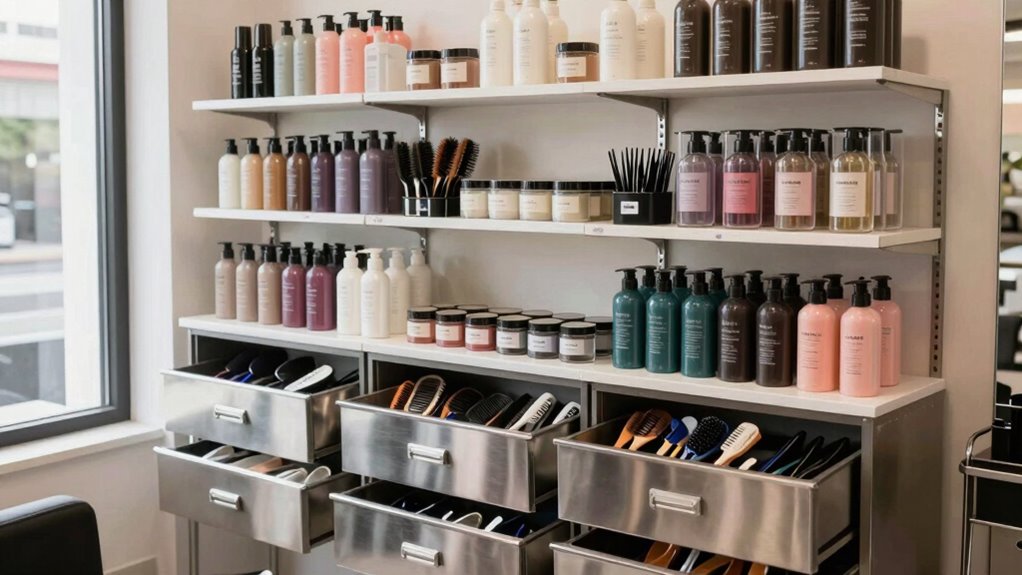 organized accessible salon storage