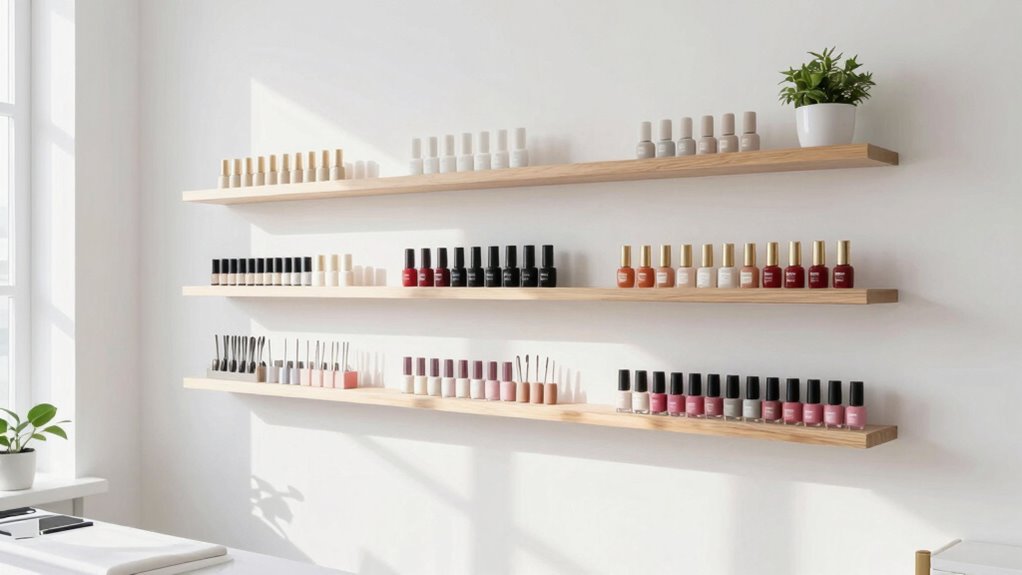 organized nail room storage