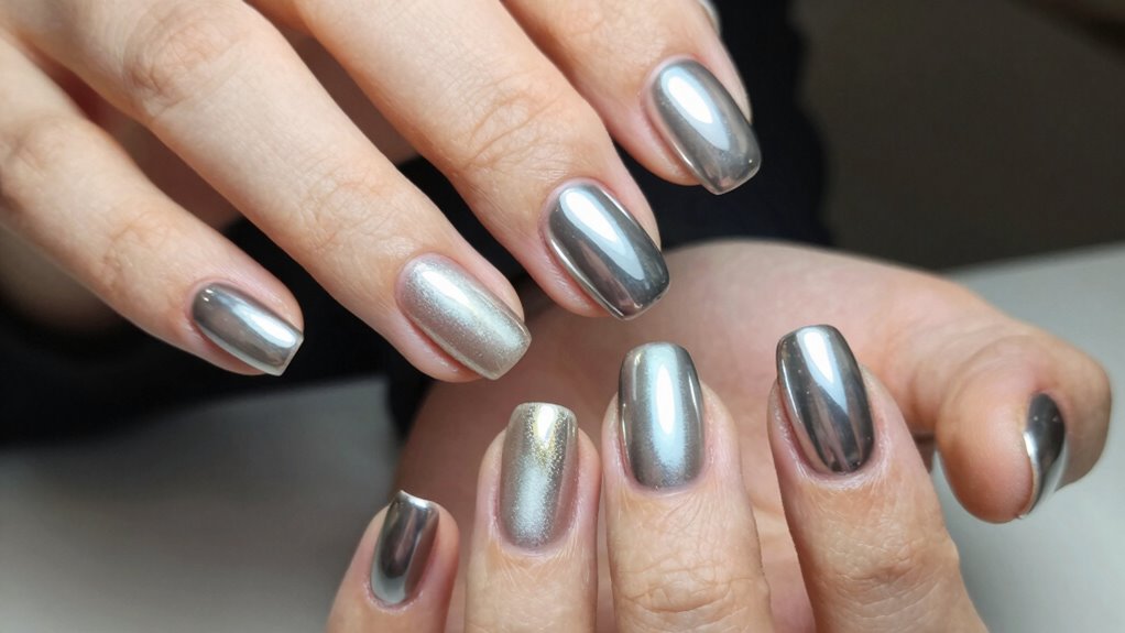 sleek metallic minimalist nail