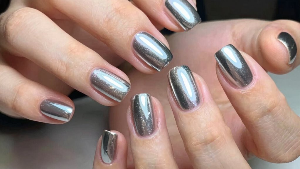 stylish editorial chrome nails