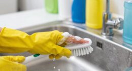wear gloves while cleaning