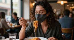 I Wore This New Grippy Face Mask Out To Eat Pasta And It Didn't Budge Once