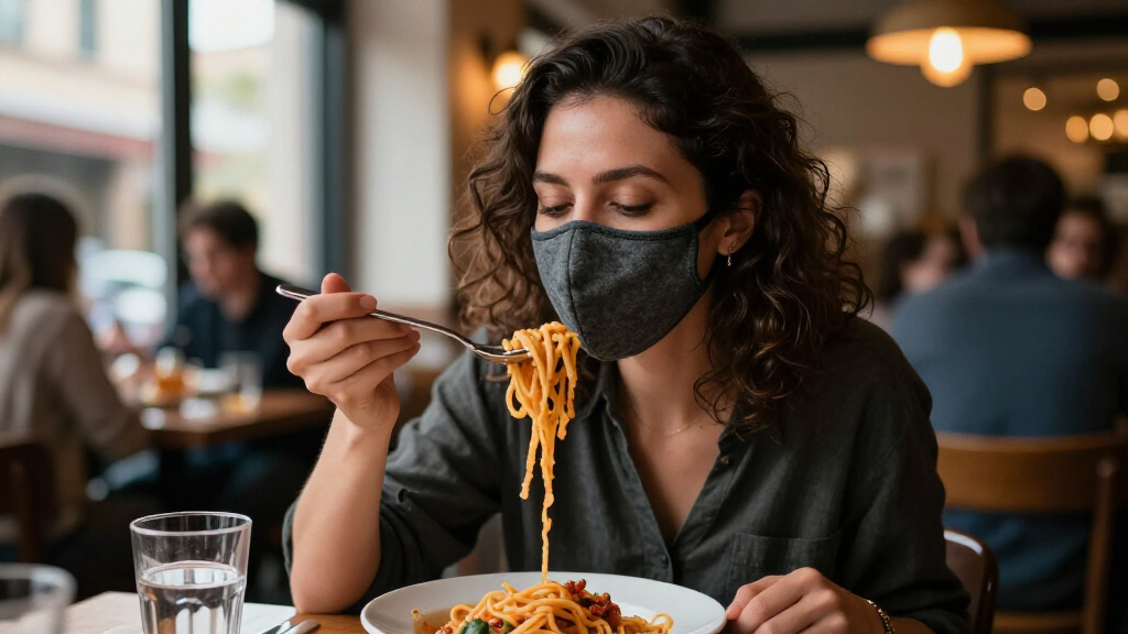 I Wore This New Grippy Face Mask Out To Eat Pasta And It Didn't Budge Once